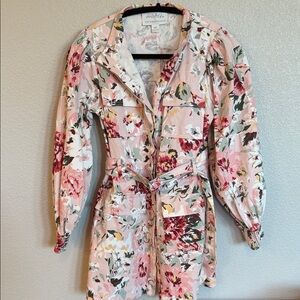 Anthropologie Pink Floral Utility Jacket